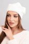 Czapka damska wełniana klasyczna gładka beanie K420 ecru