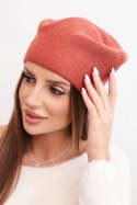 Czapka damska wełniana klasyczna gładka beanie K420 ruda