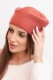 Czapka damska wełniana klasyczna gładka beanie K420 ruda