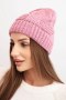 Czapka damska zimowa akrylowa z ozdobnym splotem K462 jasno fioletowa