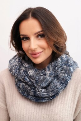 Komin damski wełniany melanżowy gruby otulacz na zimę KN24 jeansowy+grafitowy