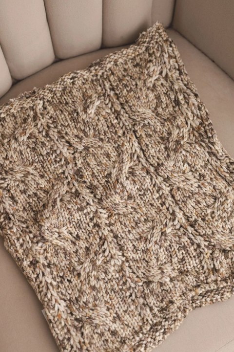 Komin damski wełniany miękki melanżowy szalik zimowy KN25 ciemno beżowy