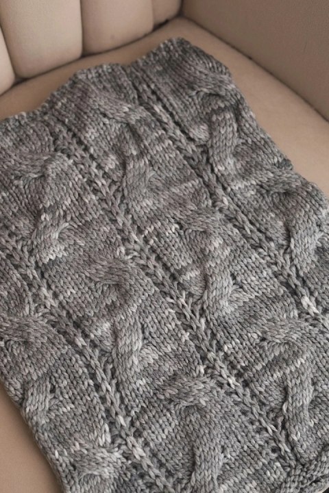 Komin damski wełniany miękki melanżowy szalik zimowy KN25 ciemno szary