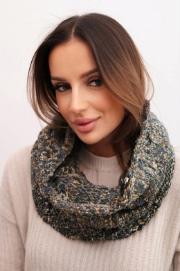 Komin damski wełniany miękki melanżowy szalik zimowy KN25 jeansowy+khaki