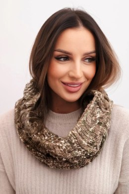 Komin damski wełniany miękki melanżowy szalik zimowy KN25 khaki+fango