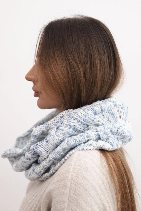 Komin damski wełniany miękki melanżowy szalik zimowy KN25 niebieski