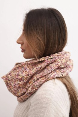 Komin damski wełniany miękki melanżowy szalik zimowy KN25 różowy+żółty