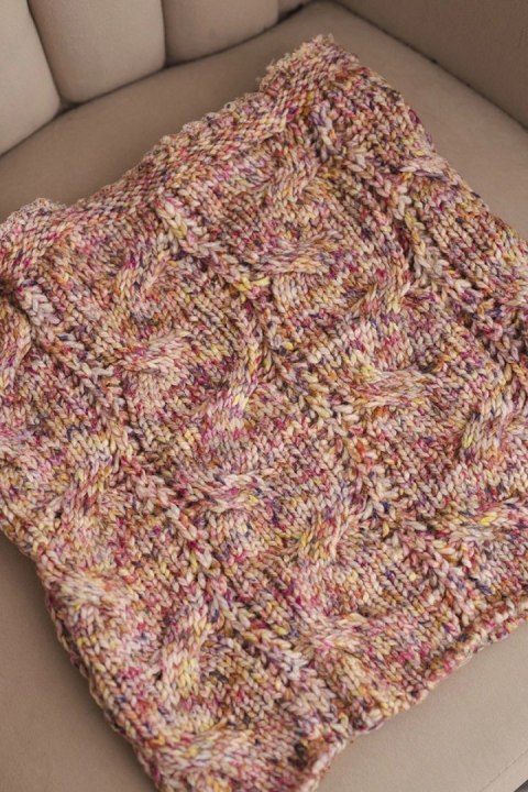 Komin damski wełniany miękki melanżowy szalik zimowy KN25 różowy+żółty