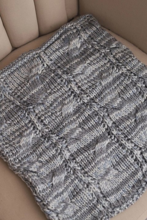 Komin damski wełniany miękki melanżowy szalik zimowy KN25 szary+grafitowy