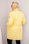 Kurtka damska Plus Size pikowana z ozdobnymi guzikami i kołnierzem żółta