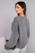 Sweter damski z dodatkiem moheru i wełny o luźnym fasonie szary