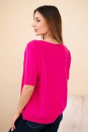 Sweter damski z wiskozy z krótkim rękawem fuksja
