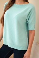 Sweter damski z wiskozy z krótkim rękawem miętowy