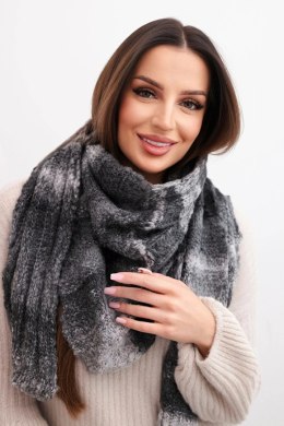 Szalik damski wełniany miękki i ciepły w kolorowe pasy KN19 grafitowy