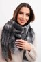 Szalik damski wełniany miękki i ciepły w kolorowe pasy KN19 grafitowy