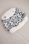 Czapka damska wełniana zimowa z norweskim wzorem K354 biały+szary