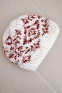 Czapka damska zimowa w kolorowe wzory z grubym ściągaczem K353 biały+czerwony