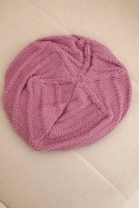 Czapka damska zimowa wełniana o luźnym fasonie i ozdobnym splocie K378 fioletowa