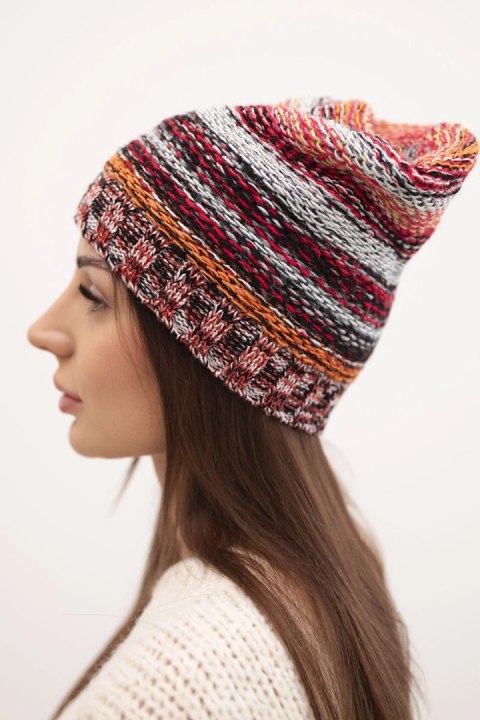 Czapka z polarem Krystyna K207 czerwony+czarny