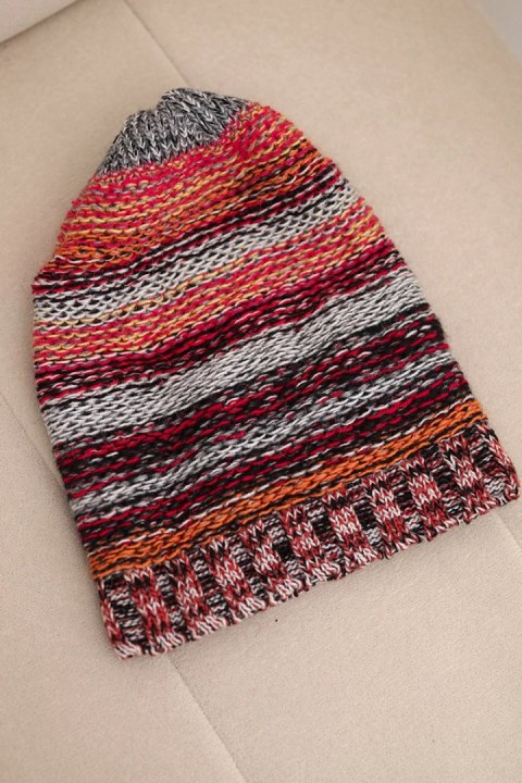 Czapka z polarem Krystyna K207 czerwony+czarny