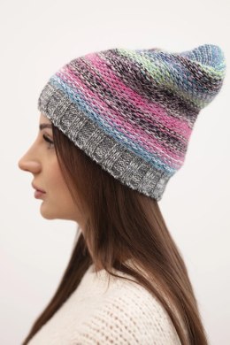 Czapka z polarem Krystyna K207 fioletowy+różowy