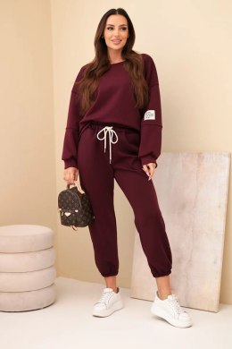 Komplet bluza + spodnie masełko ciemny bordowy