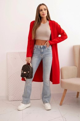 Narzutka damska bawełniana z długim rękawem czerwona