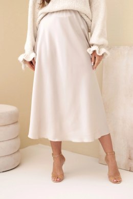 Spódnica damska wiskozowa rozkloszowana ciemno beżowa