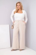 Spodnie damskie Plus Size z szeroką nogawką i wysokim stanem beżowe