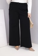 Spodnie damskie Plus Size z szeroką nogawką i wysokim stanem czarne