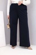 Spodnie damskie Plus Size z szeroką nogawką i wysokim stanem granatowe
