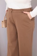 Spodnie damskie Plus Size z szeroką nogawką i wysokim stanem jasne camelowe