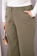 Spodnie damskie Plus Size z szeroką nogawką i wysokim stanem khaki