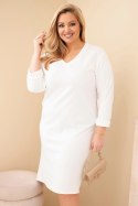 Sukienka damska Plus Size masełkowa z dekoltem V i rękawem biała