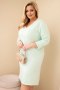 Sukienka damska Plus Size masełkowa z dekoltem V i rękawem miętowa