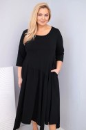 Sukienka damska bawełniana Plus Size z asymetrycznym dołem czarna