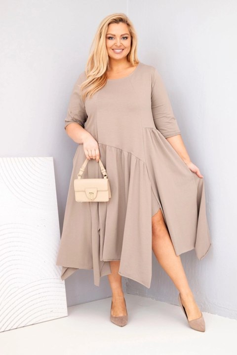 Sukienka damska bawełniana Plus Size z asymetrycznym dołem fango