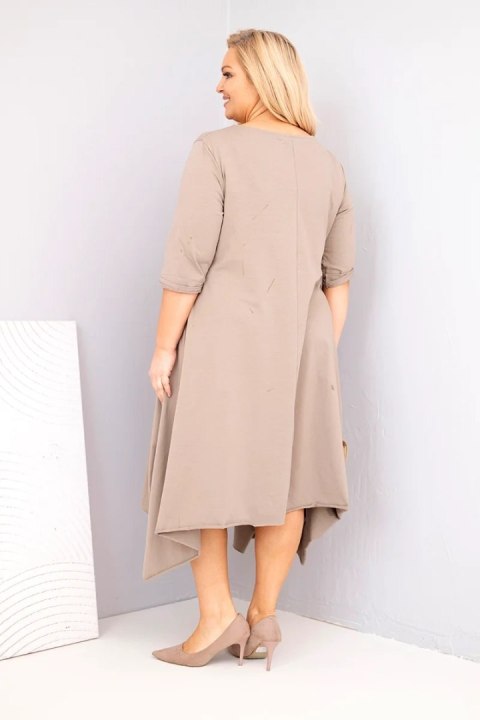 Sukienka damska bawełniana Plus Size z asymetrycznym dołem fango