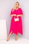 Sukienka damska bawełniana Plus Size z asymetrycznym dołem fuksja