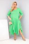 Sukienka damska bawełniana Plus Size z asymetrycznym dołem jasno zielona