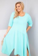 Sukienka damska bawełniana Plus Size z asymetrycznym dołem miętowa