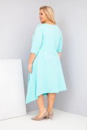Sukienka damska bawełniana Plus Size z asymetrycznym dołem miętowa