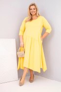 Sukienka damska bawełniana Plus Size z asymetrycznym dołem żółta