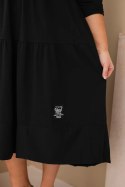 Sukienka damska bawełniana Plus Size z falbanami i podwiniętym rękawem czarna
