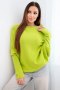 Sweter damski wiskozowy asymetryczny typu nietoperz pistacjowy