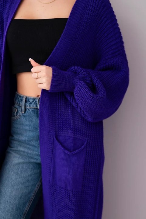 Sweter długi kardigan fioletowy  