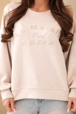 Bluza damska masełkowa z haftem o luźnym kroju beżowa