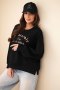 Bluza damska masełkowa z haftem o luźnym kroju czarny