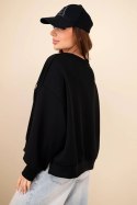 Bluza damska masełkowa z haftem o luźnym kroju czarny