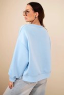 Bluza damska masełkowa z haftem o luźnym kroju niebieska
